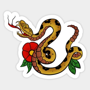 Traditional Rattlesnake & Flower Sticker